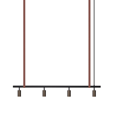 Long John Model 4 Pendant Lamp - Black/Bronze/Brown Leather
