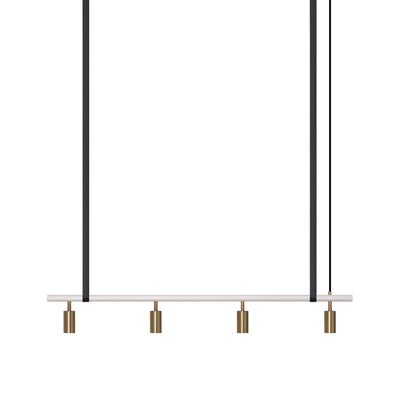 Long John Model 4 Pendant Lamp - White/Brass/Black Leather
