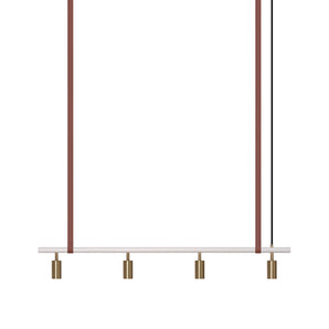 Long John Model 4 Pendant Lamp - White/Brass/Brown Leather