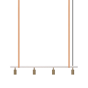 Long John Model 4 Pendant Lamp - White/Brass/Nature Leather