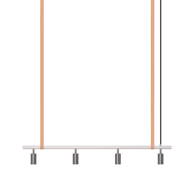 Long John Model 4 Pendant Lamp - White/Steel/Nature Leather