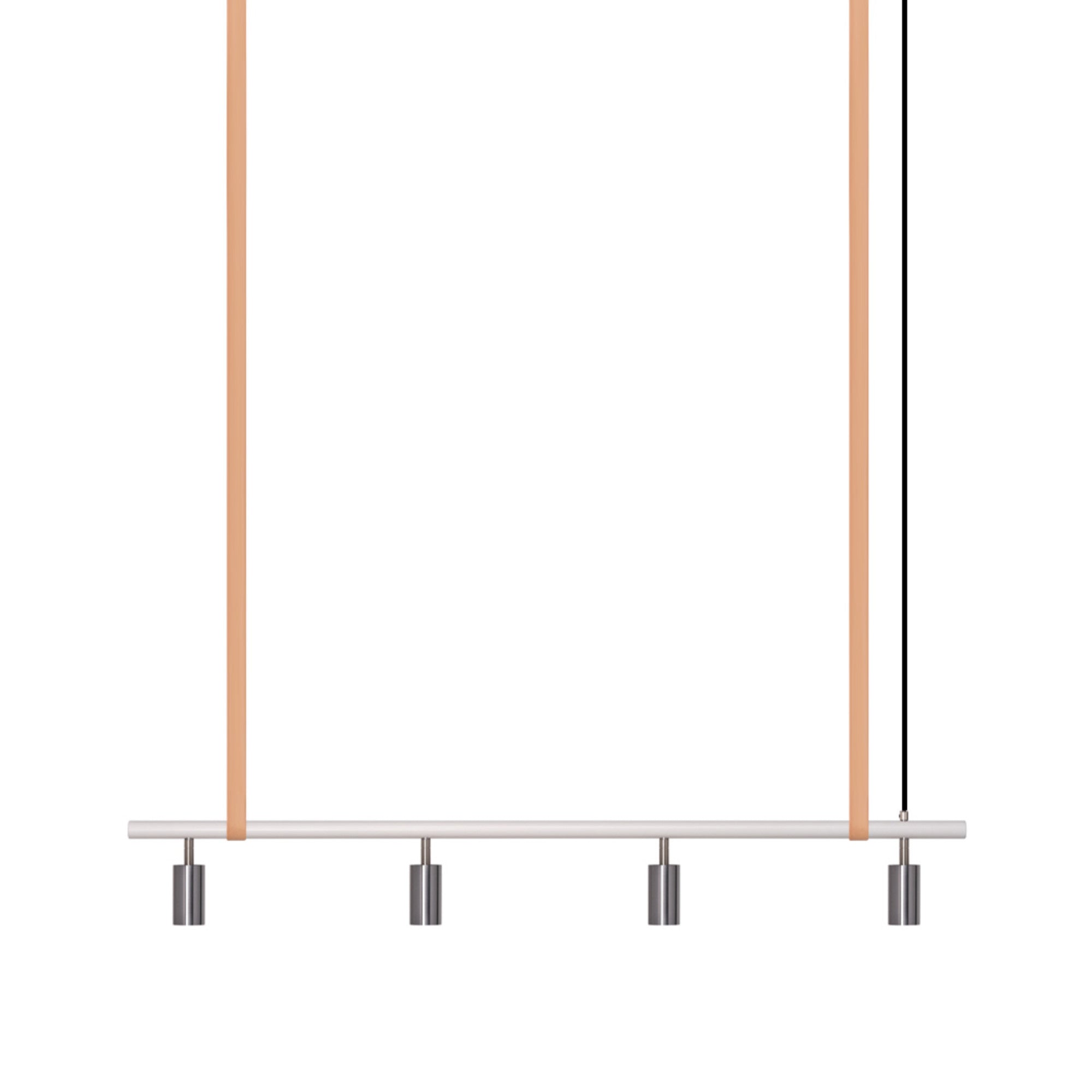 Long John Model 4 Pendant Lamp - White/Steel/Nature Leather