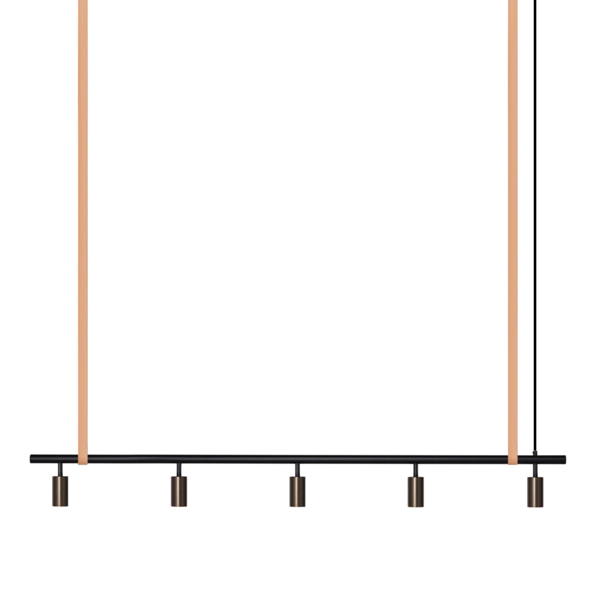 Long John Model 5 Pendant Lamp - Black/Bronze/Nature Leather