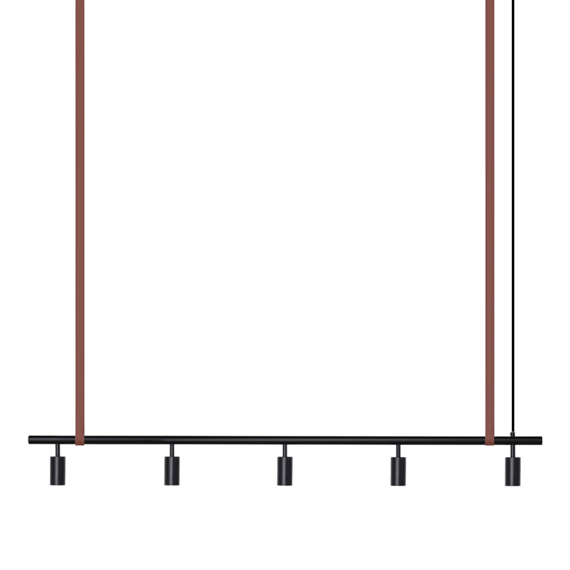 Long John Model 5 Pendant Lamp - Black/Brown Leather