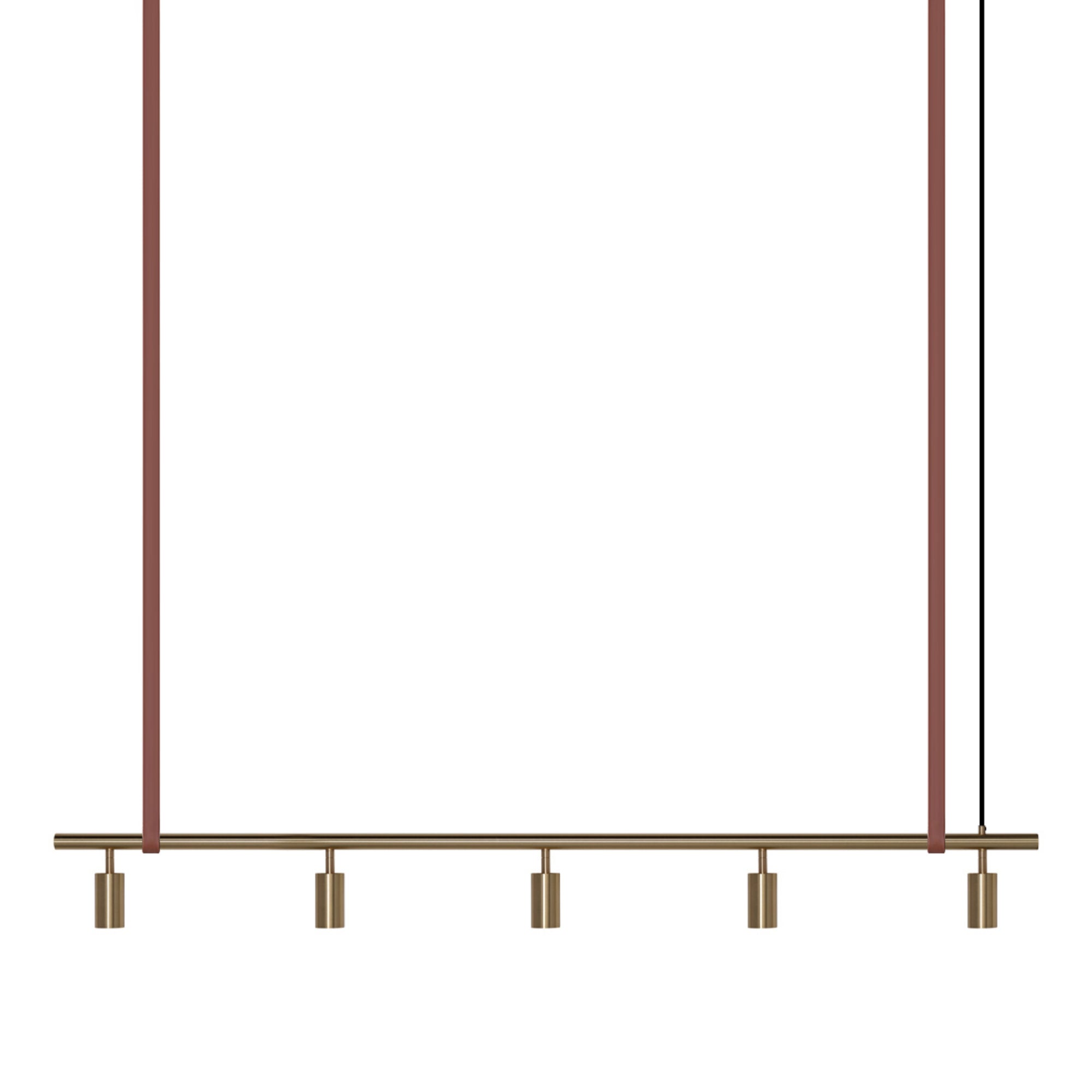 Long John Model 5 Pendant Lamp - Brass/Brown Leather-1