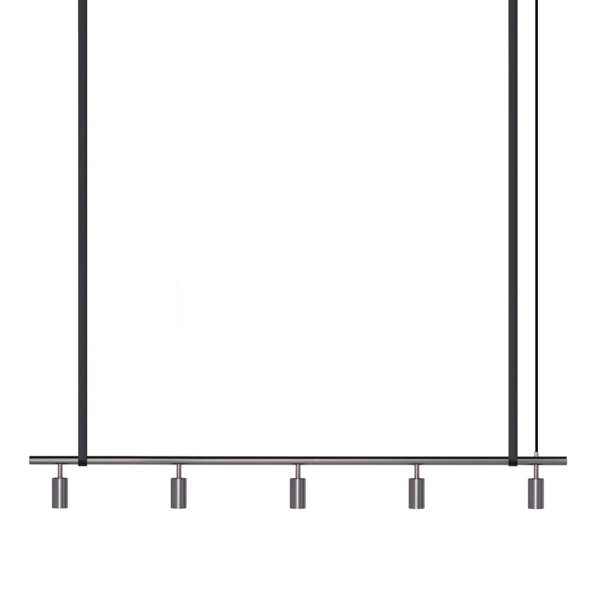 Long John Model 5 Pendant Lamp - Steel/Black Leather-1