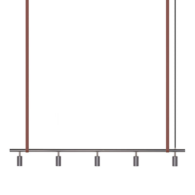 Long John Model 5 Pendant Lamp - Steel/Brown Leather