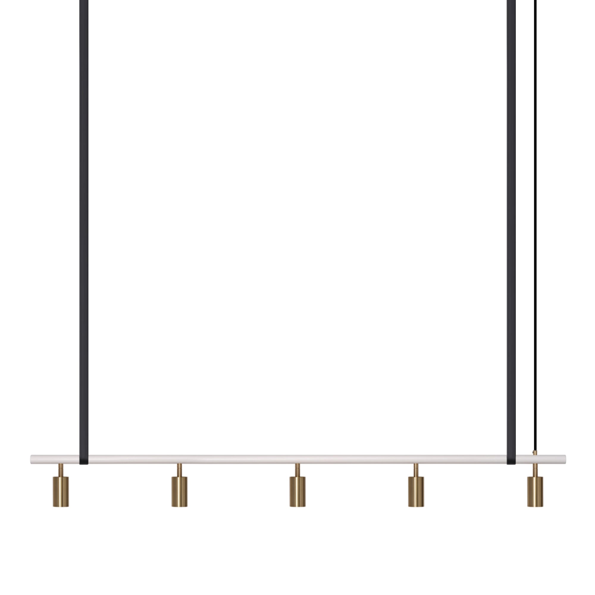 Long John Model 5 Pendant Lamp - White/Brass/Black Leather-1