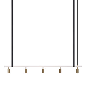 Long John Model 5 Pendant Lamp - White/Brass/Black Leather