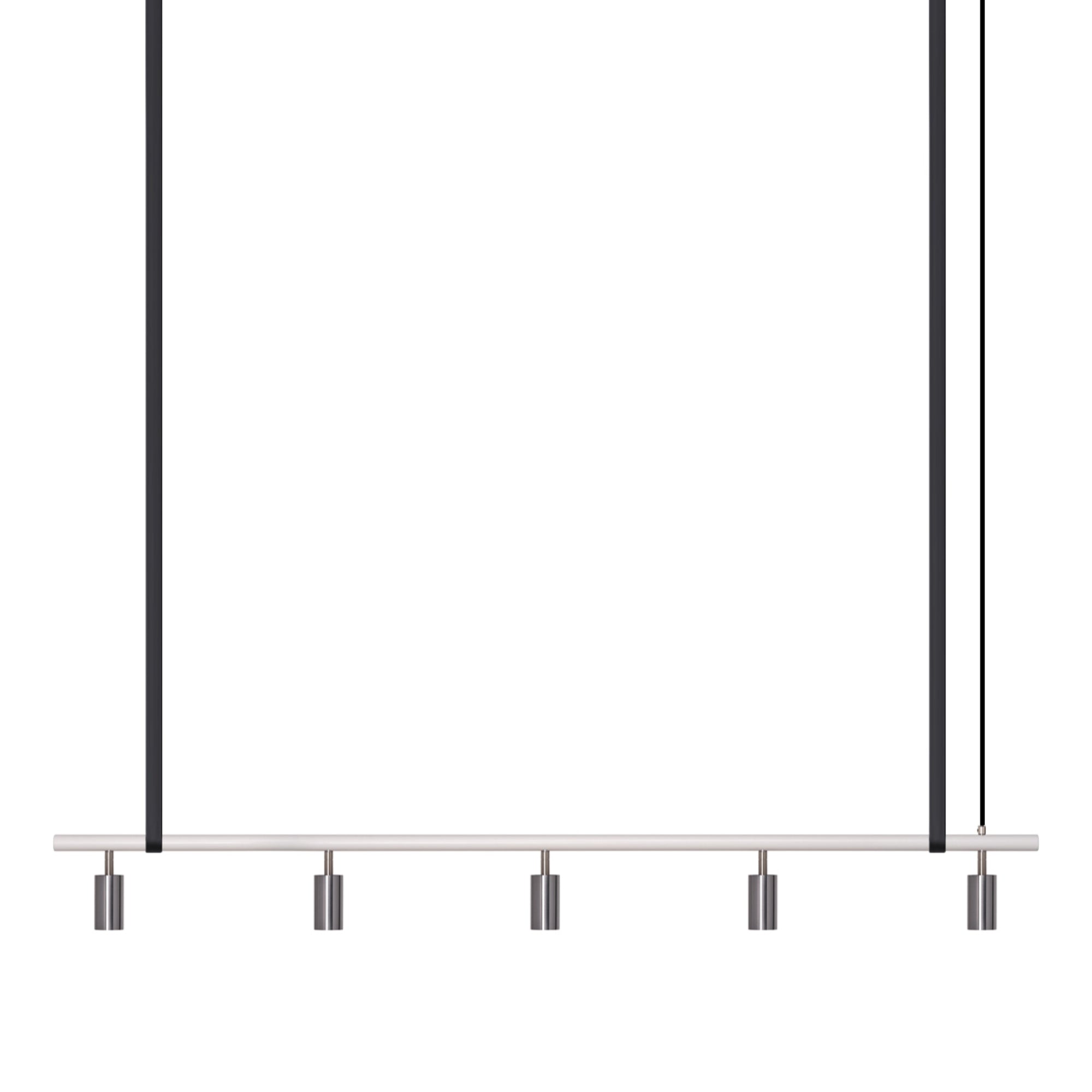 Long John Model 5 Pendant Lamp - White/Steel/Black Leather