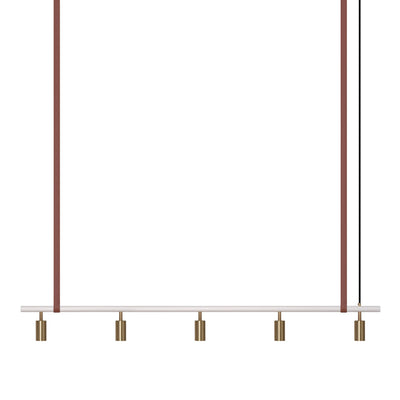 Long John Model 5 Pendant Lamp - White/Brass/Brown Leather