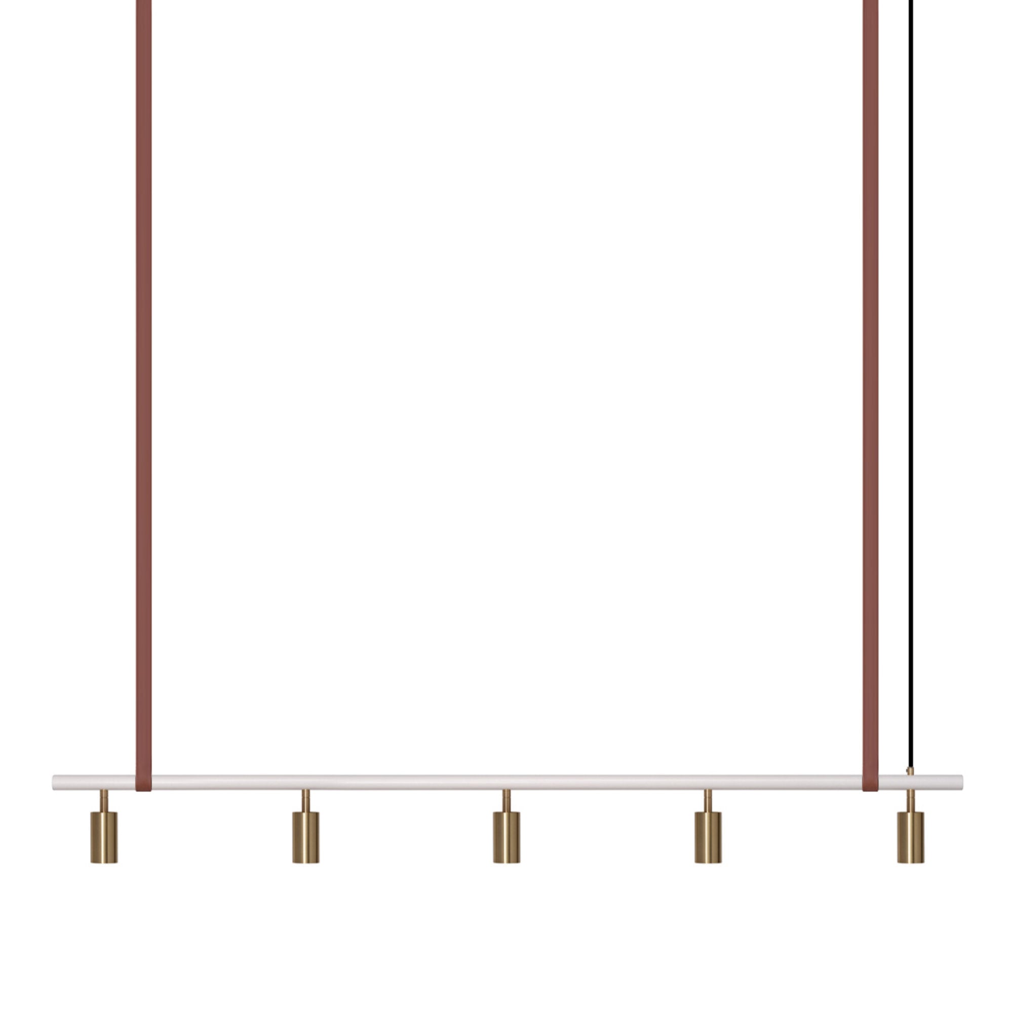Long John Model 5 Pendant Lamp - White/Brass/Brown Leather