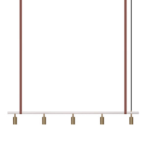 Long John Model 5 Pendant Lamp - White/Brass/Brown Leather