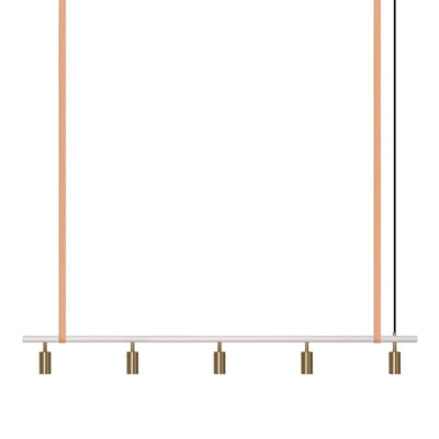 مصباح معلق Long John Model 5 - أبيض/نحاسي/جلد طبيعي