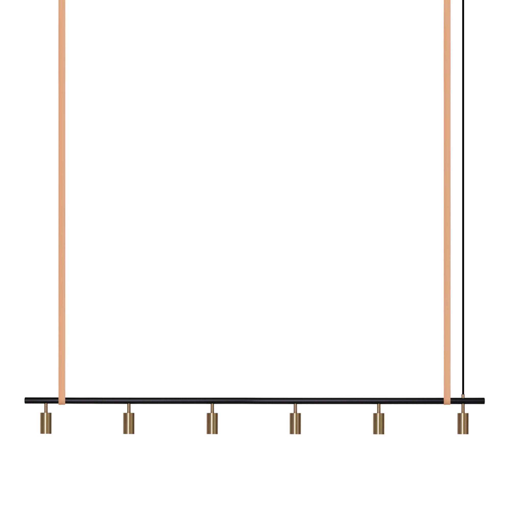 Long John Model 6 Pendant Lamp - Black/Brass/Nature Leather-1