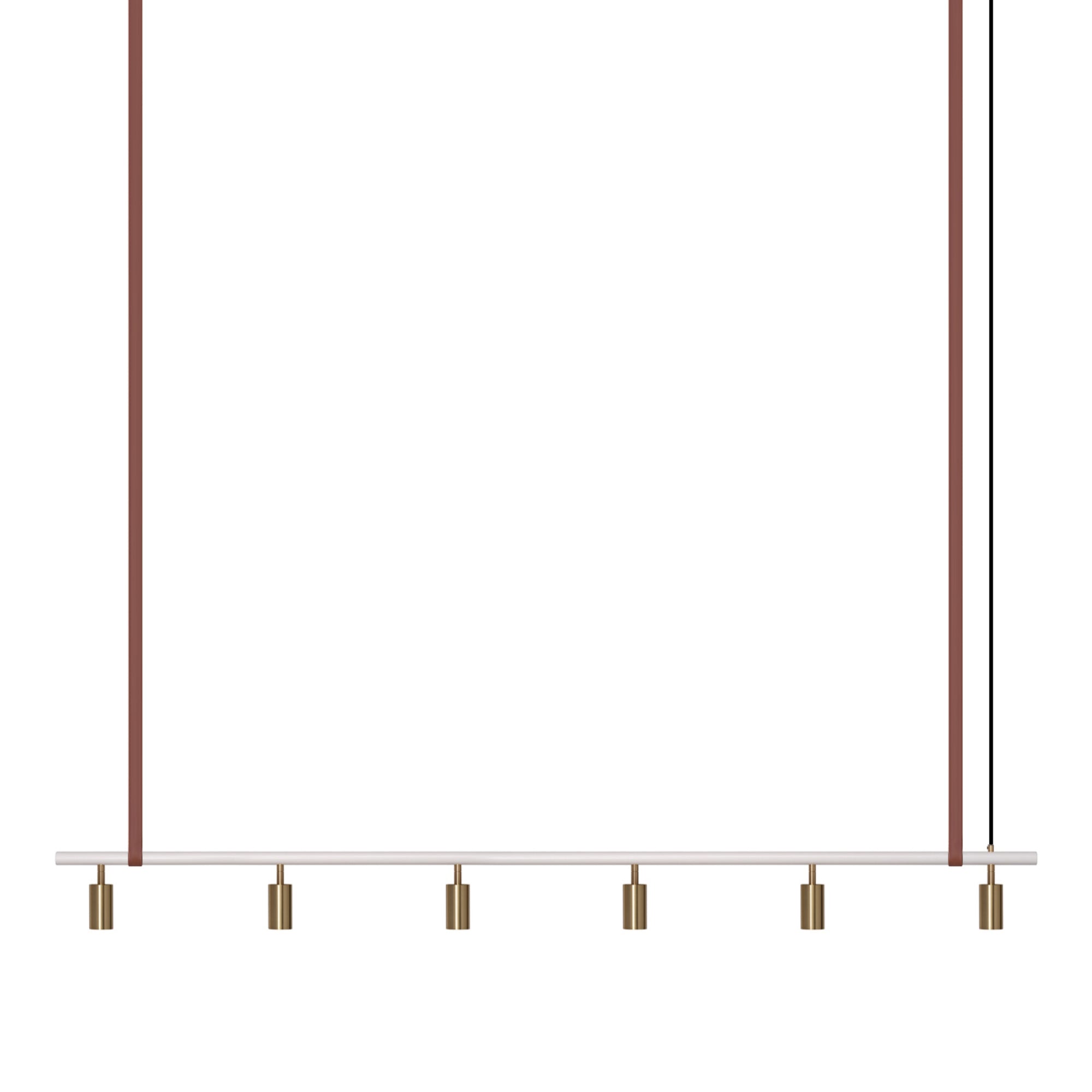 Long John Model 6 Pendant Lamp - White/Brass/Brown Leather