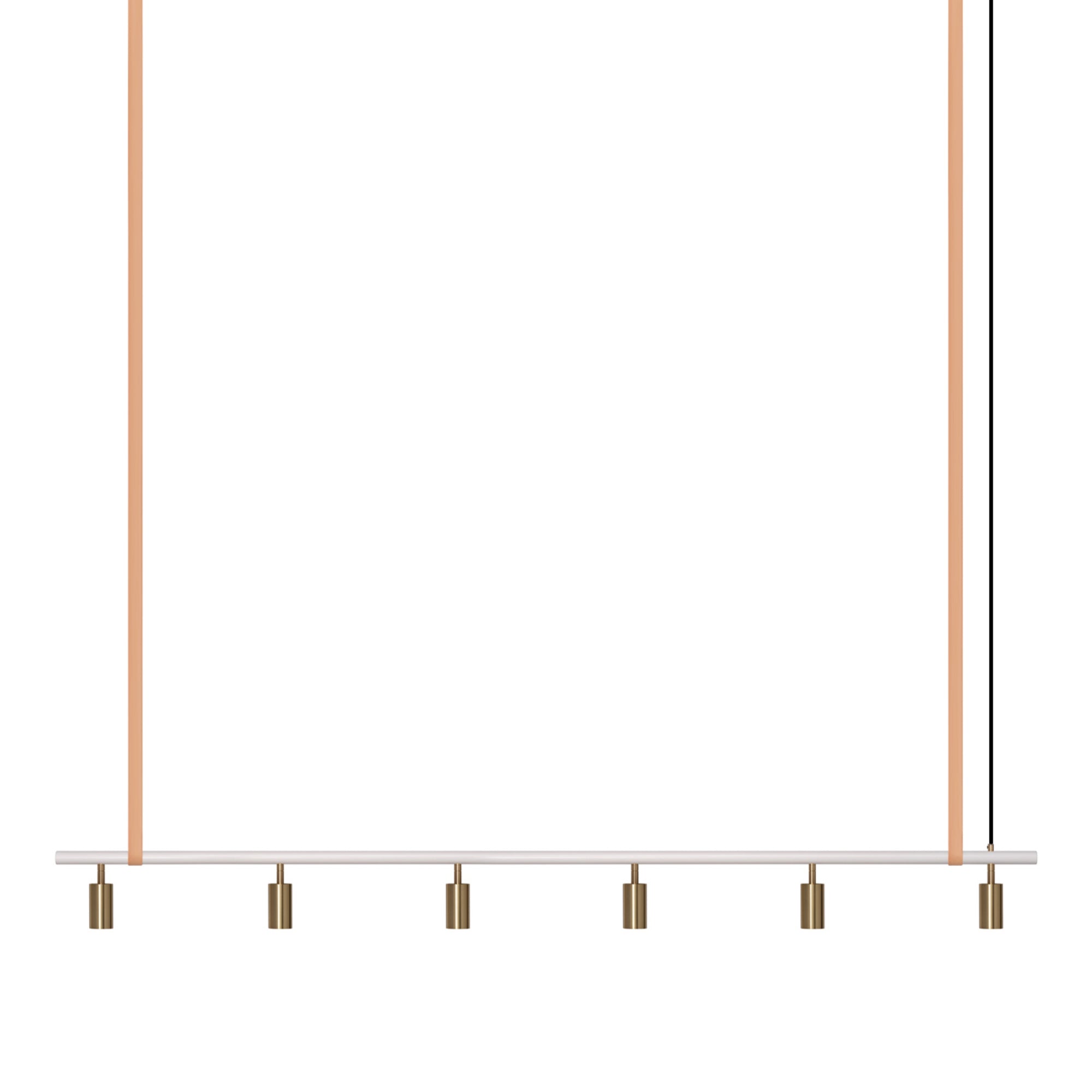 Long John Model 6 Pendant Lamp - White/Brass/Nature Leather