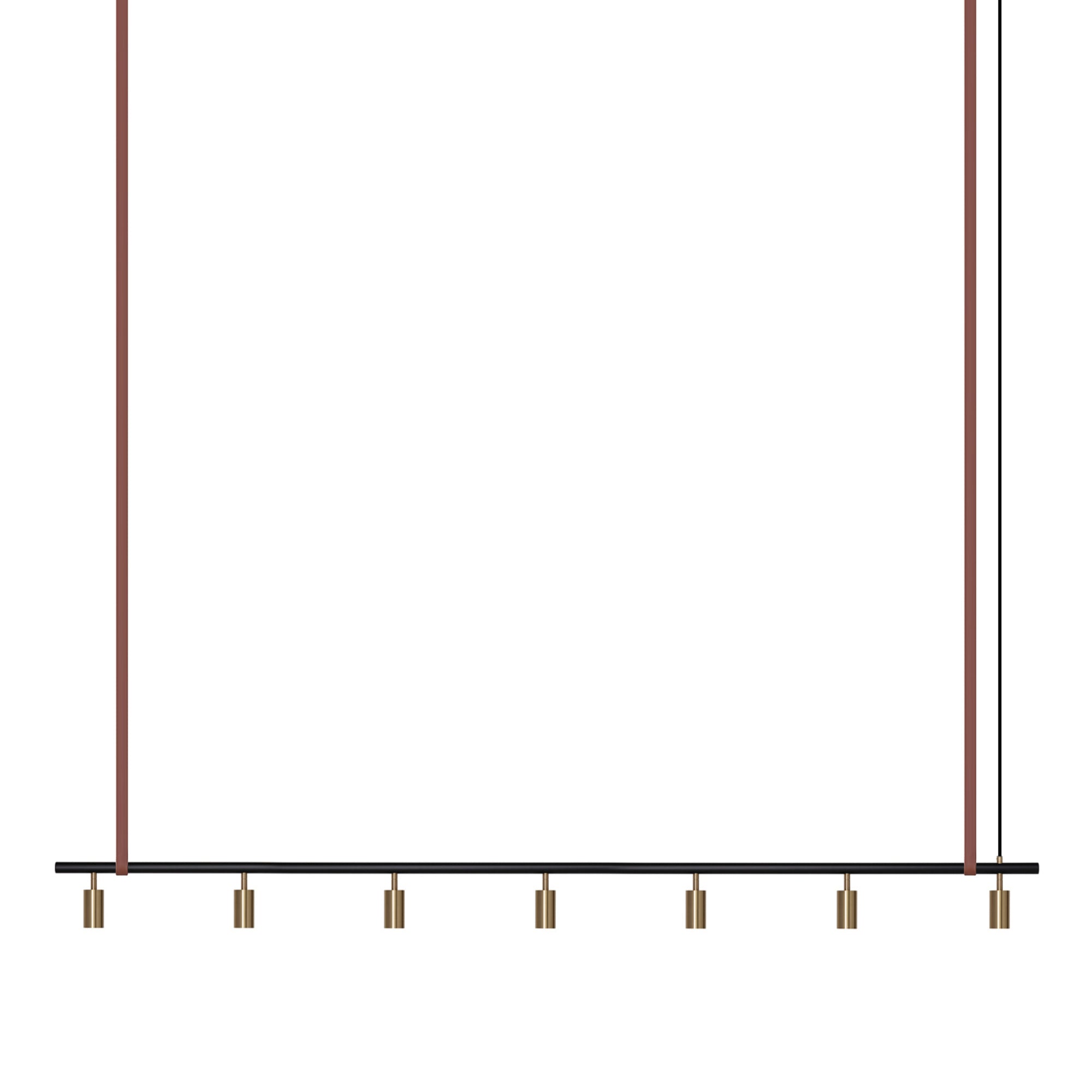 Long John Model 7 Pendant Lamp - Black/Brass/Brown Leather-1