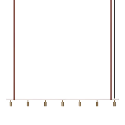 Long John Model 7 Pendant Lamp - White/Brass/Brown Leather