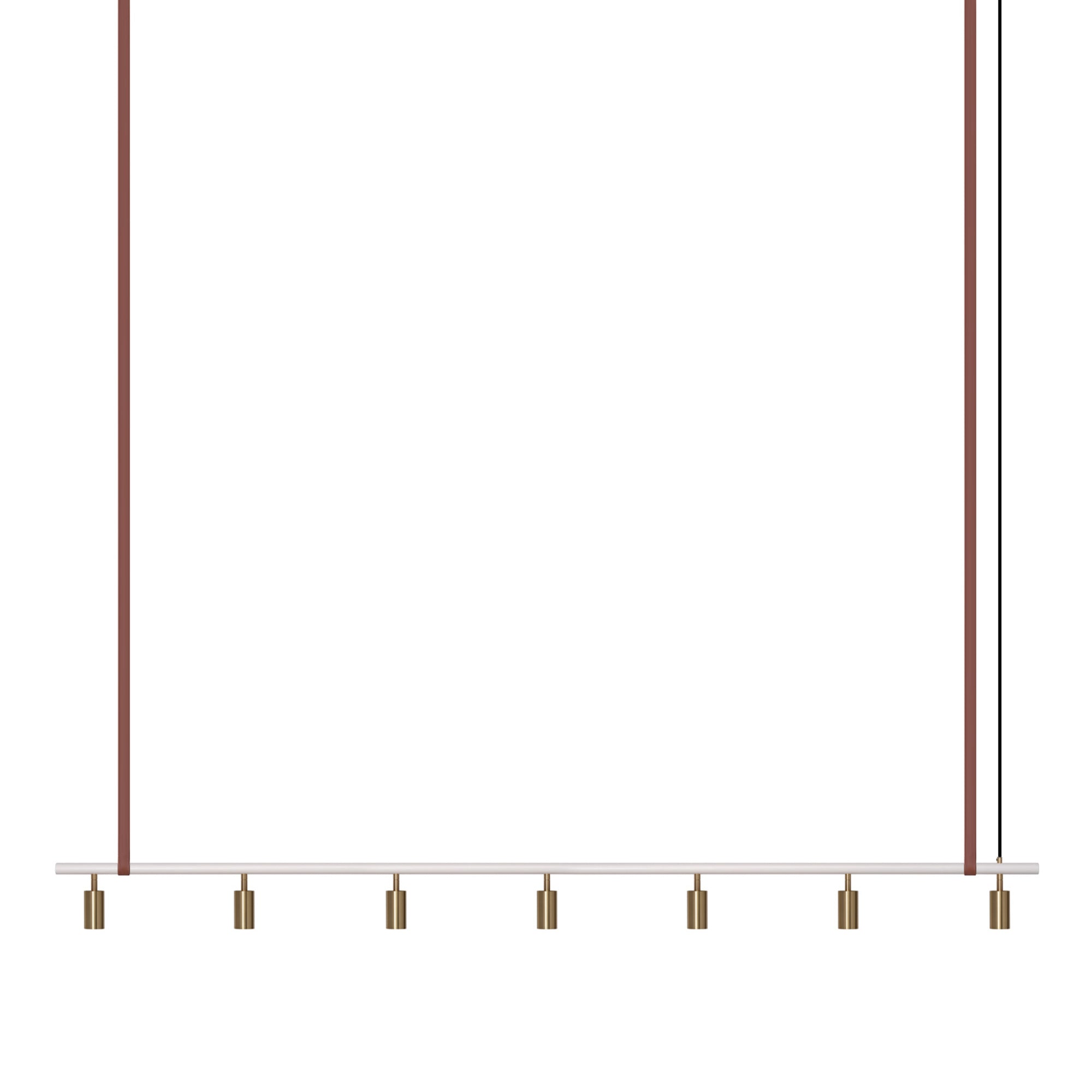 Long John Model 7 Pendant Lamp - White/Brass/Brown Leather