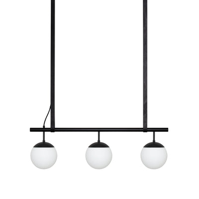 Long Lord Model 3 Pendant Lamp - Black/Opal Glass/Black Leather