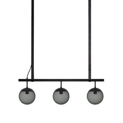 Long Lord Model 3 Pendant Lamp - Black/Smoked Glass/Black Leather