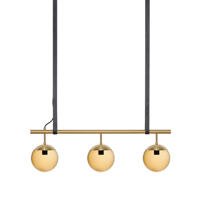 Long Lord Model 3 Pendant Lamp - Brass/Brown Glass/Black Leather