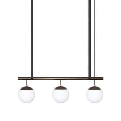 Long Lord Model 3 Pendant Lamp - Bronze/Opal Glass/Black Leather