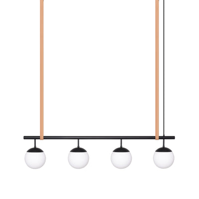 Long Lord Model 4 Pendant Lamp - Black/Opal Glass/Nature Leather