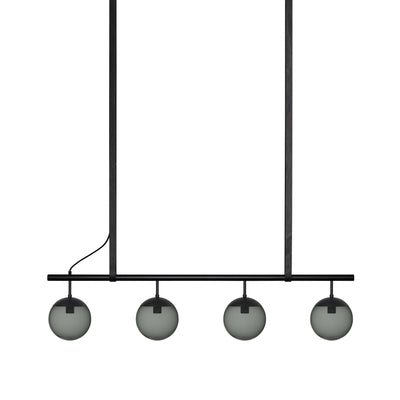 Long Lord Model 4 Pendant Lamp - Black/Smoked Glass/Black Leather