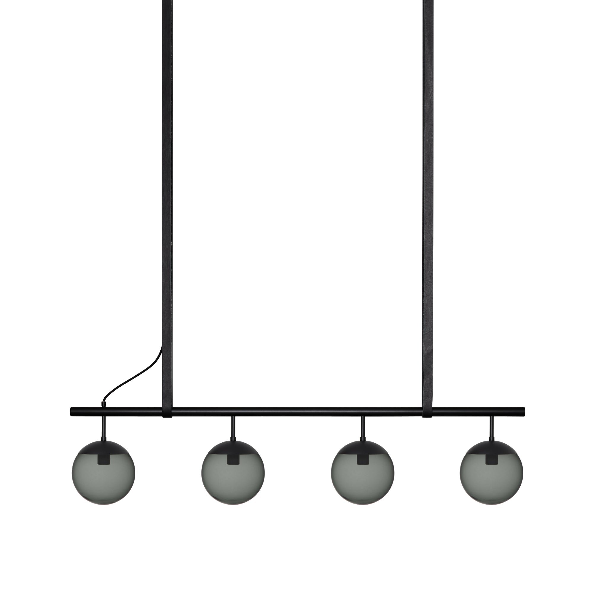 Long Lord Model 4 Pendant Lamp - Black/Smoked Glass/Black Leather