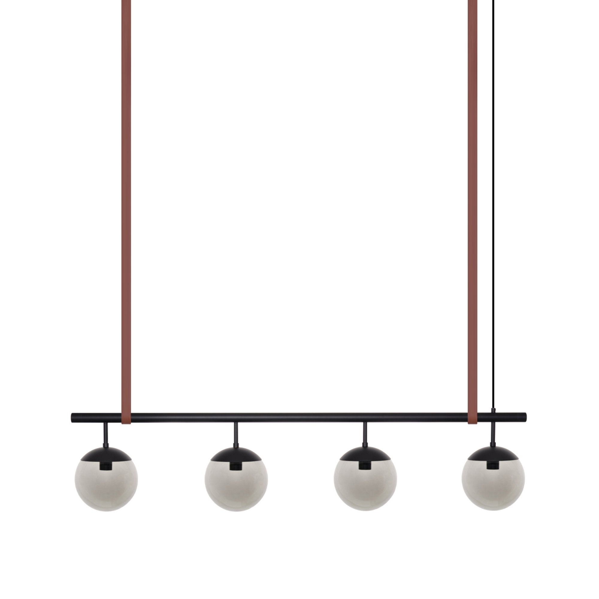 Long Lord Model 4 Pendant Lamp - Black/Smoked Glass/Brown Leather-1