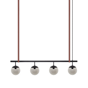 Long Lord Model 4 Pendant Lamp - Black/Smoked Glass/Brown Leather