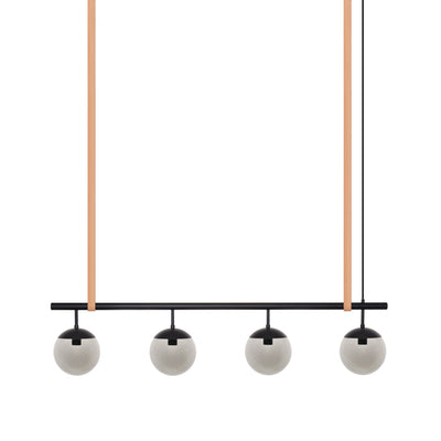 Long Lord Model 4 Pendant Lamp - Black/Smoked Glass/Nature Leather