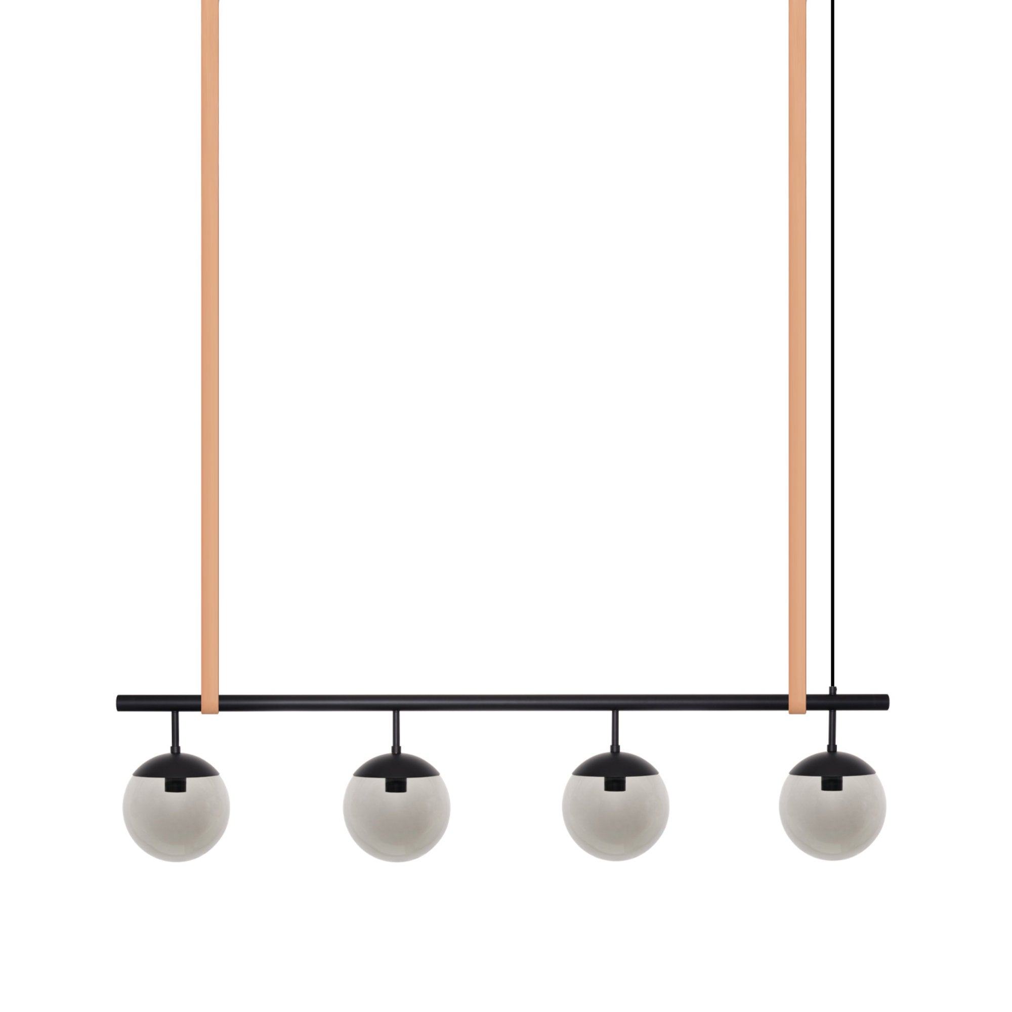 Long Lord Model 4 Pendant Lamp - Black/Smoked Glass/Nature Leather-1