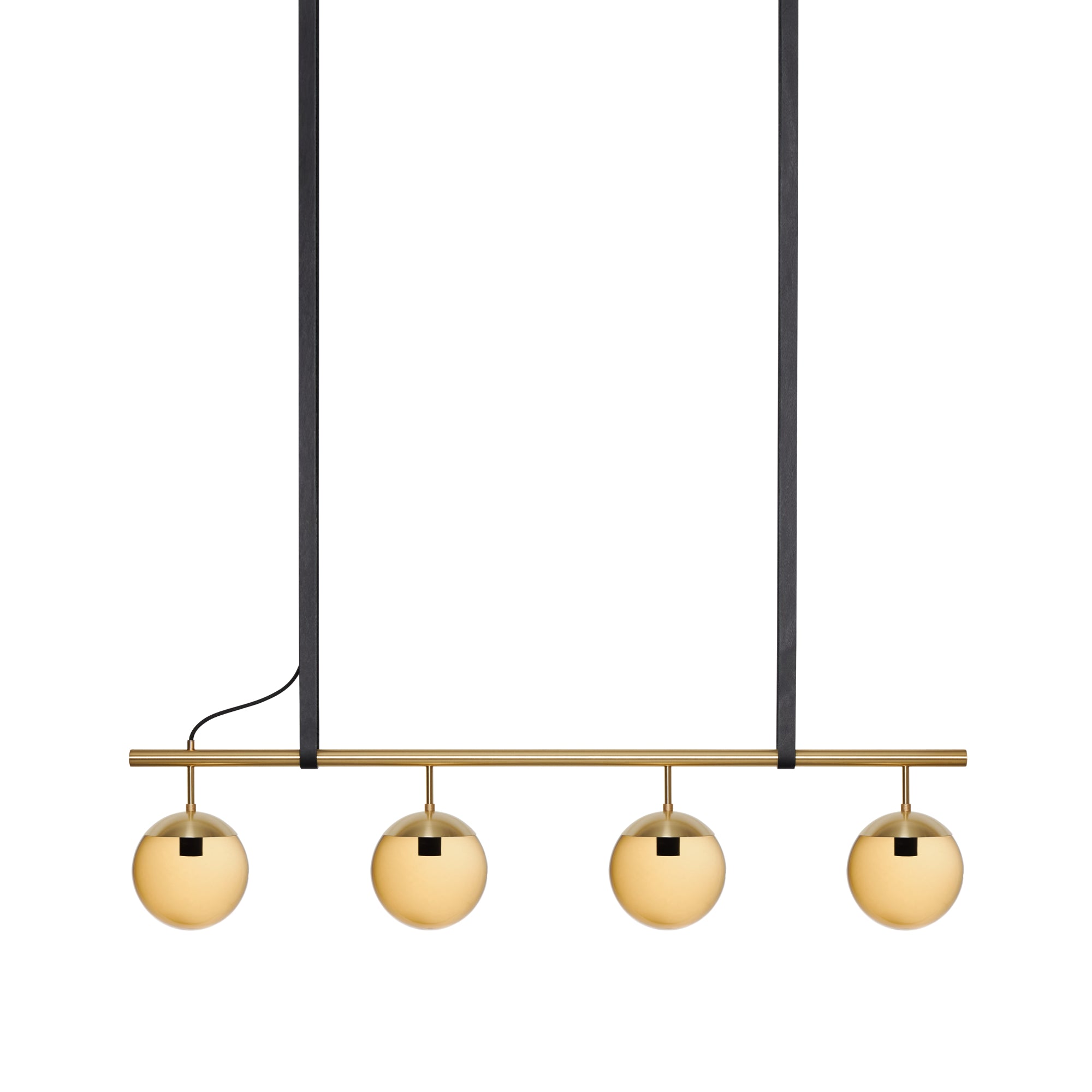 Long Lord Model 4 Pendant Lamp - Brass/Brown Glass/Black Leather-1