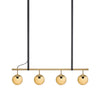 Long Lord Model 4 Pendant Lamp - Brass/Brown Glass/Black Leather