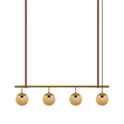 Long Lord Model 4 Pendant Lamp - Brass/Brown Glass/Brown Leather