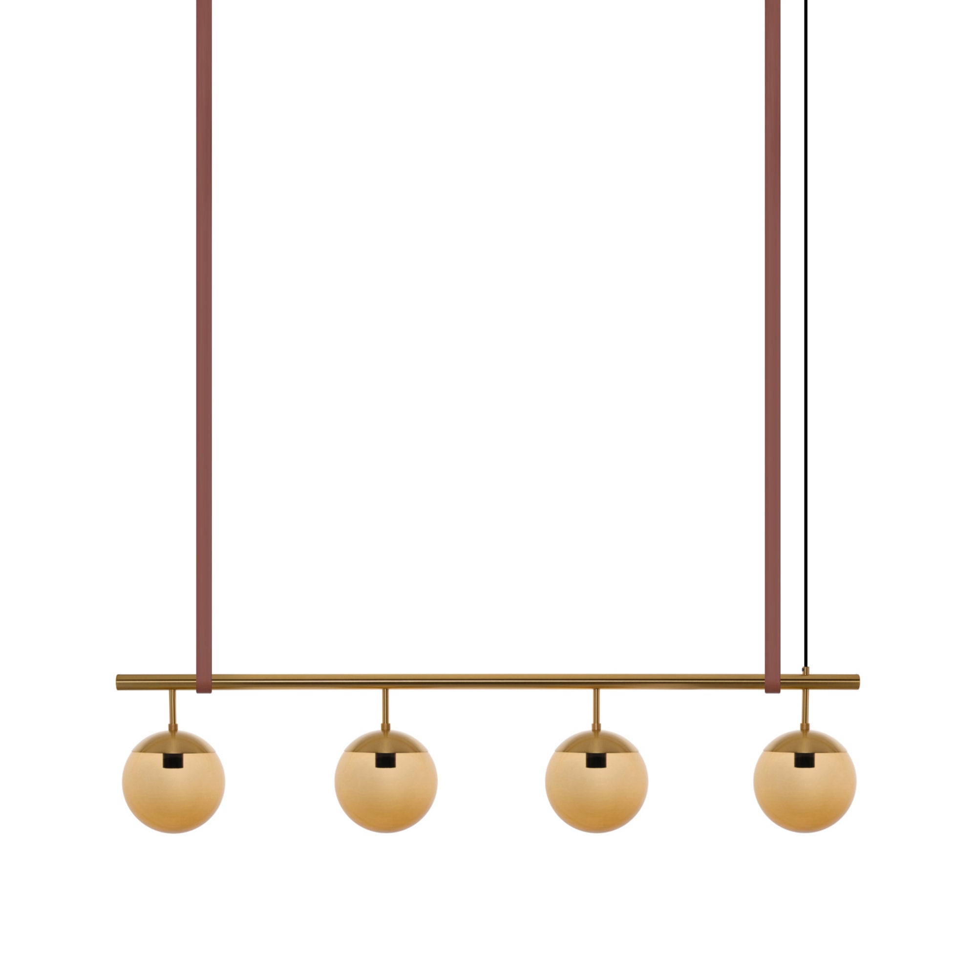 Long Lord Model 4 Pendant Lamp - Brass/Brown Glass/Brown Leather-1