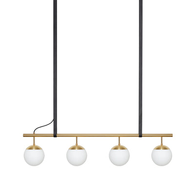 Long Lord Model 4 Pendant Lamp - Brass/Opal Glass/Black Leather