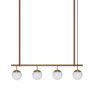 Long Lord Model 4 Pendant Lamp - Brass/Opal Glass/Brown Leather