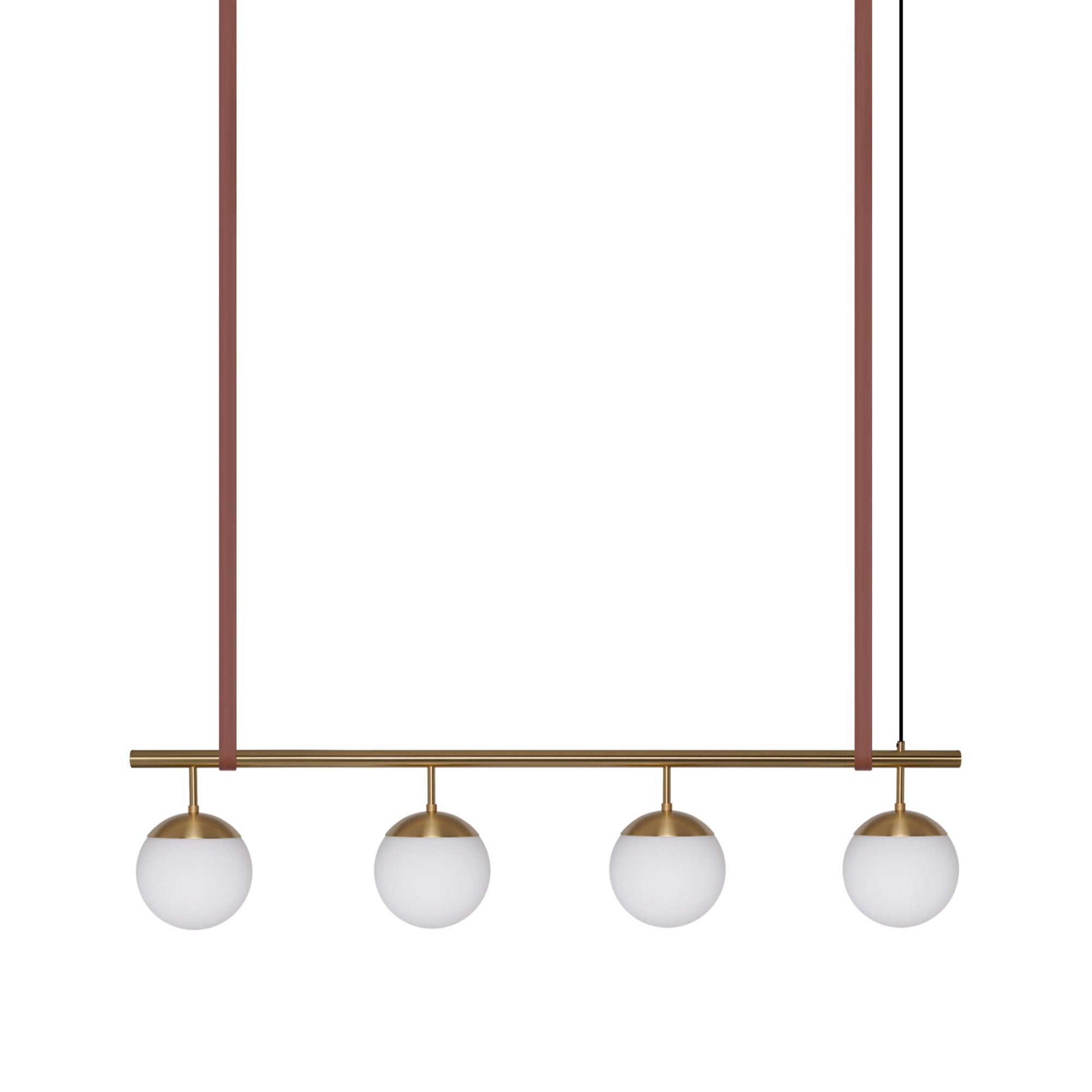 Long Lord Model 4 Pendant Lamp - Brass/Opal Glass/Brown Leather-1