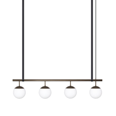Long Lord Model 4 Pendant Lamp - Bronze/Opal Glass/Black Leather