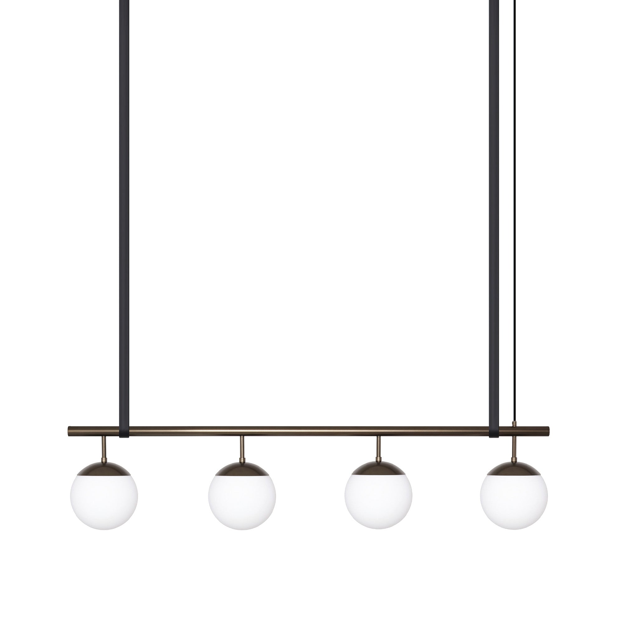 Long Lord Model 4 Pendant Lamp - Bronze/Opal Glass/Black Leather
