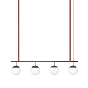 Long Lord Model 4 Pendant Lamp - Bronze/Opal Glass/Brown Leather