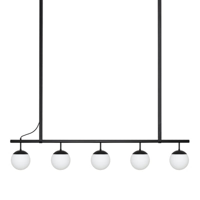 Long Lord Model 5 Pendant Lamp - Black/Opal Glass/Black Leather