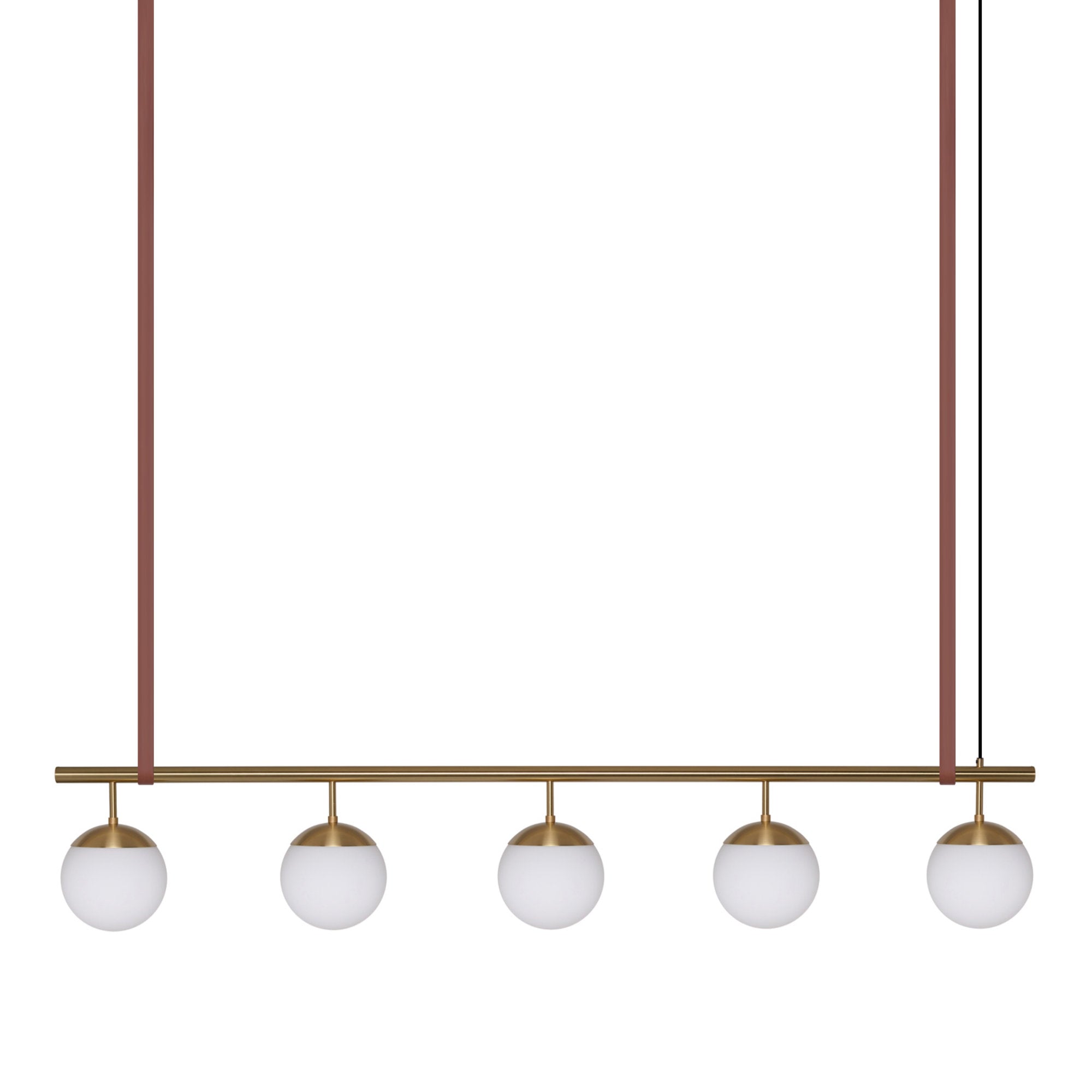 Long Lord Model 5 Pendant Lamp - Brass/Opal Glass/Brown Leather-1