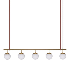 Long Lord Model 5 Pendant Lamp - Brass/Opal Glass/Brown Leather