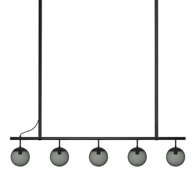 Long Lord Model 5 Pendant Lamp - Black/Smoked Glass/Black Leather