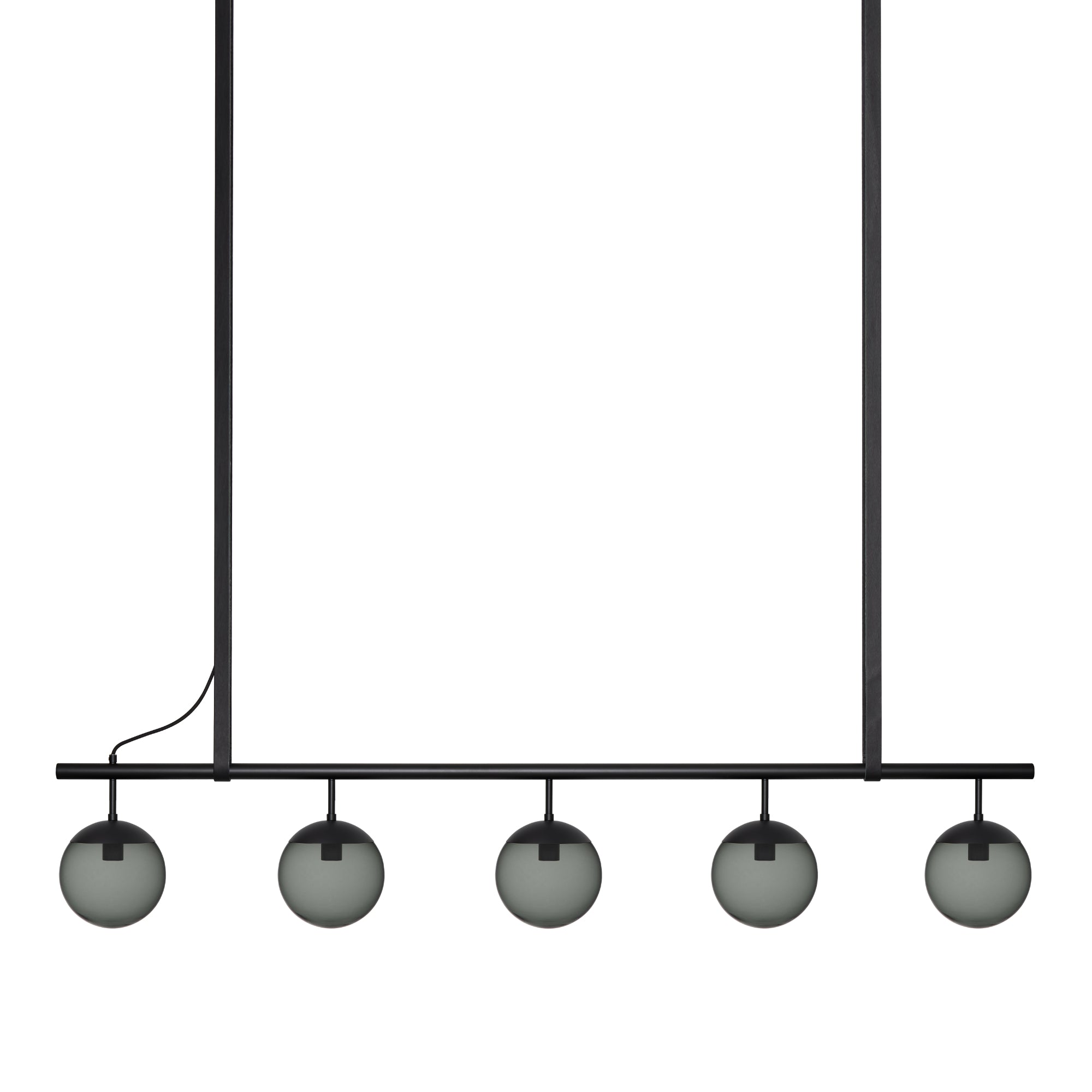 Long Lord Model 5 Pendant Lamp - Black/Smoked Glass/Black Leather